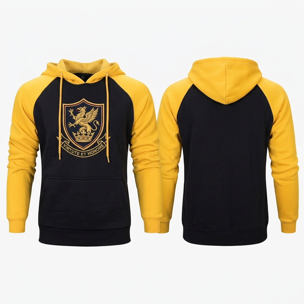 Bulk custom fleece hoodie with high-density chest embroidery manufactured in Sialkot Pakistan for private label brands.